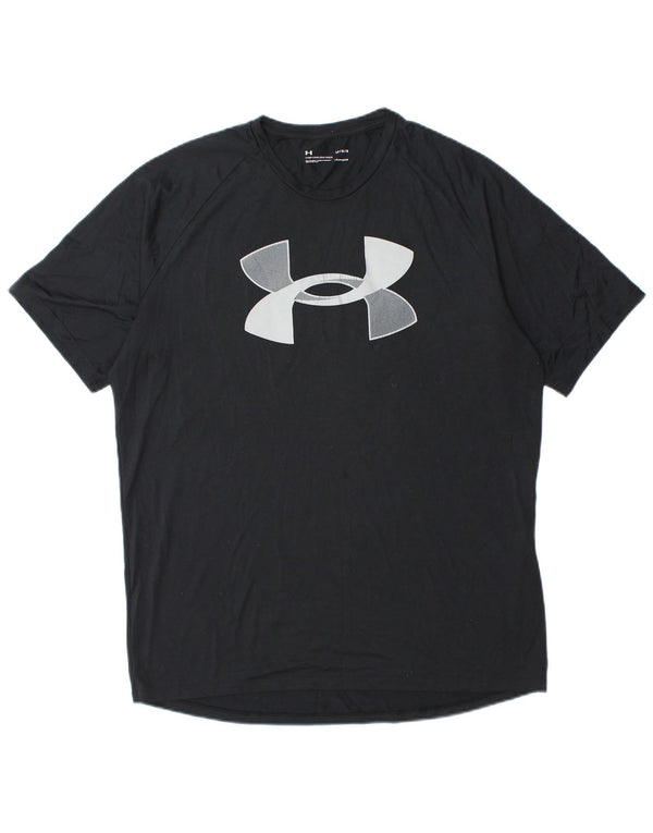 T-shirt grafica da uomo UNDER ARMOUR Heat Gear Top grande in poliestere nero