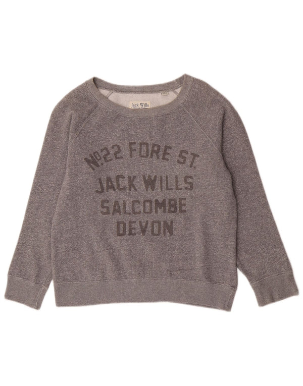 Felpa grafica oversize da donna Jack Wills UK 10 piccolo grigio