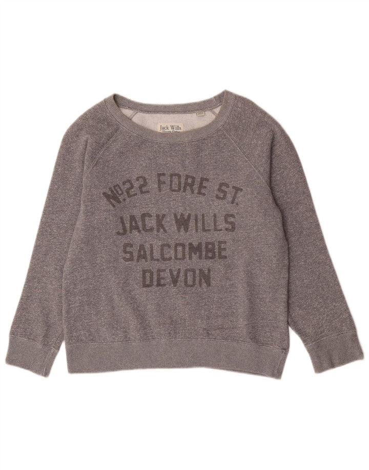 Felpa grafica oversize da donna Jack Wills UK 10 piccolo grigio