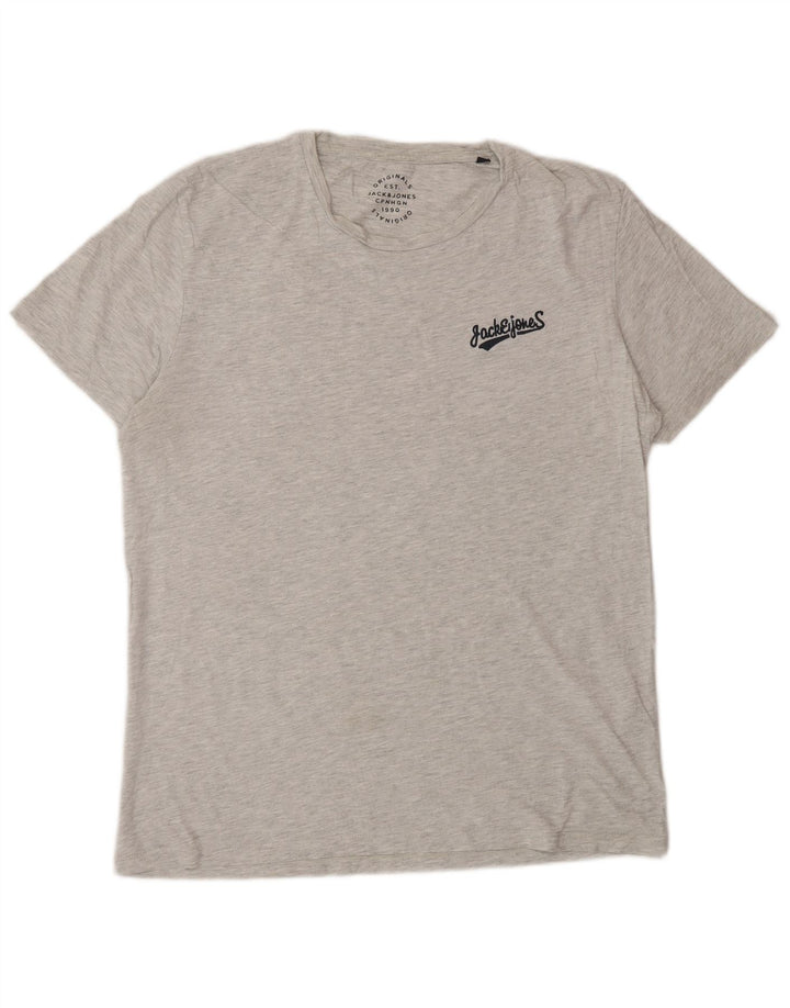 Jack & Jones T-shirt da uomo Top grande in cotone chiazzato grigio