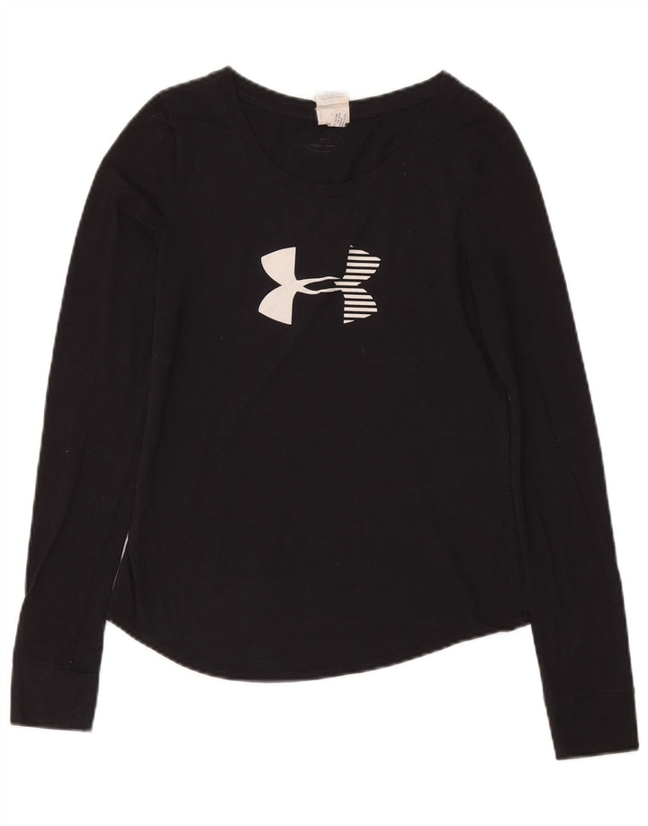 Maglia grafica da donna UNDER ARMOUR manica lunga UK 10 Small Blu Navy