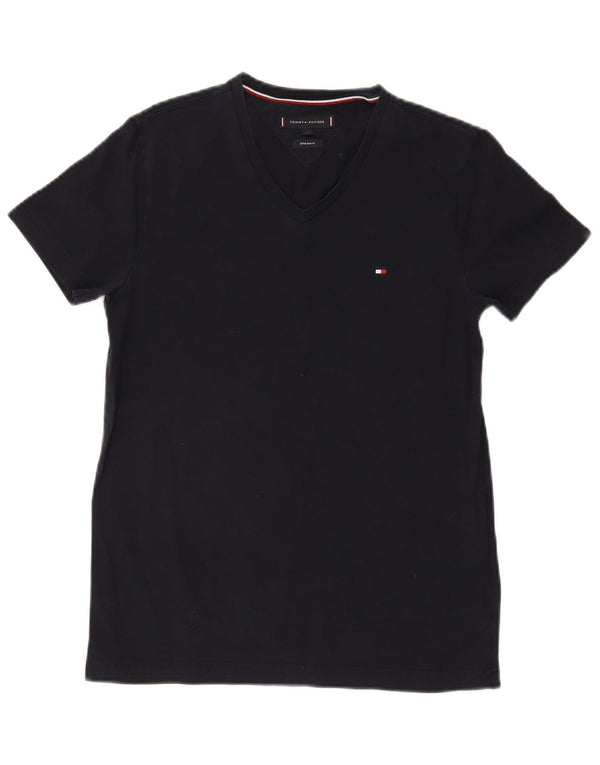 T-shirt grafica extra slim da uomo Tommy Hilfiger Top Small in cotone blu navy