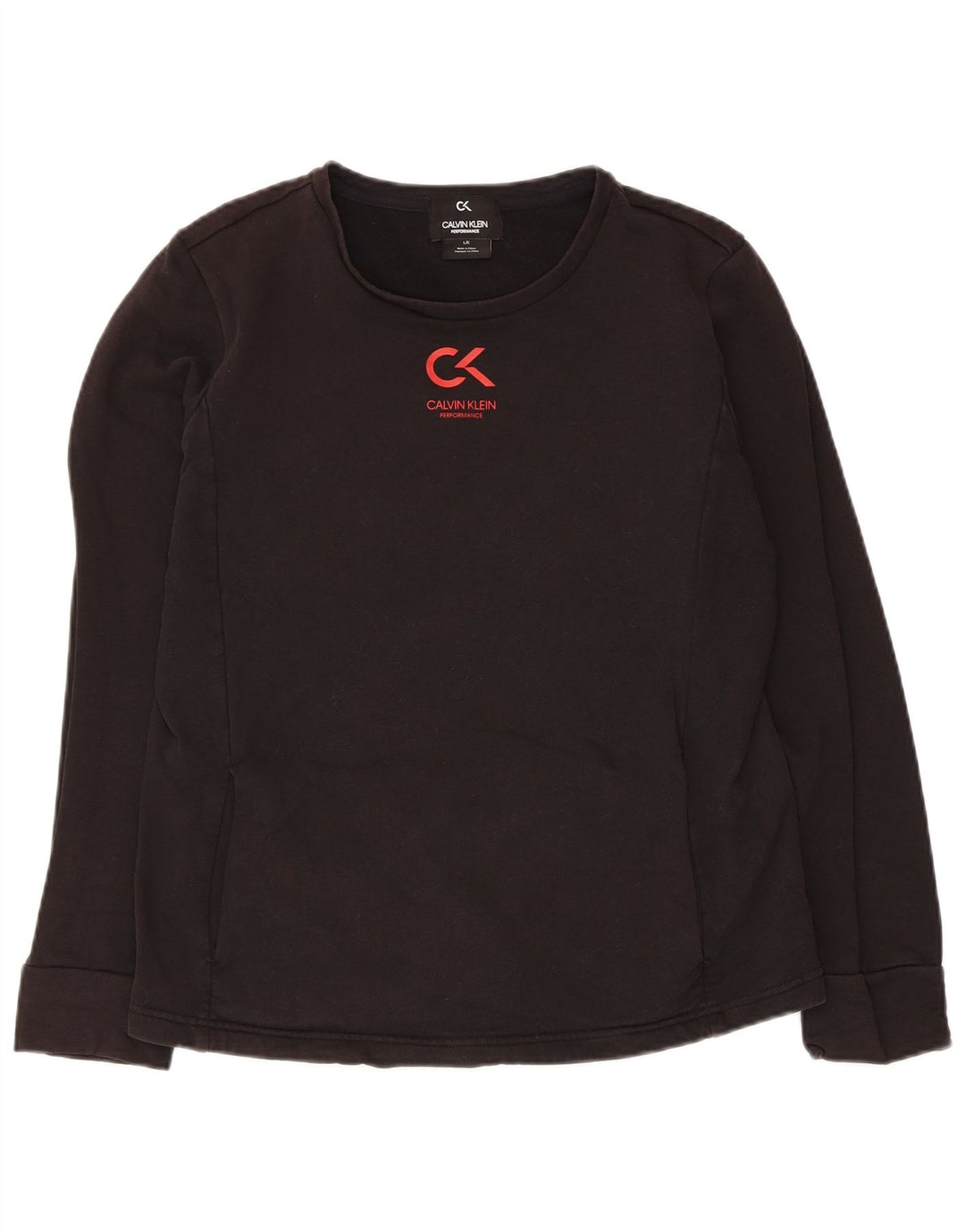Top da donna a maniche lunghe Calvin Klein UK 14 grande cotone nero