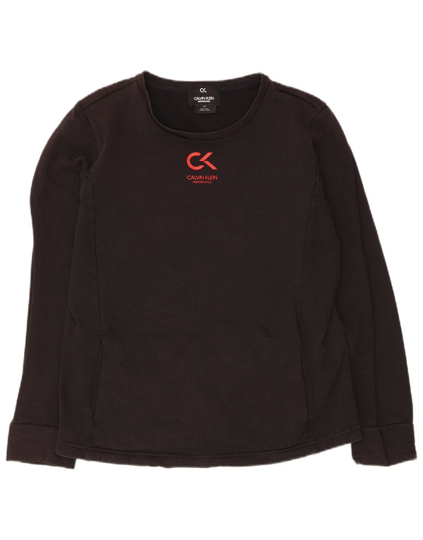 Top da donna a maniche lunghe Calvin Klein UK 14 grande cotone nero
