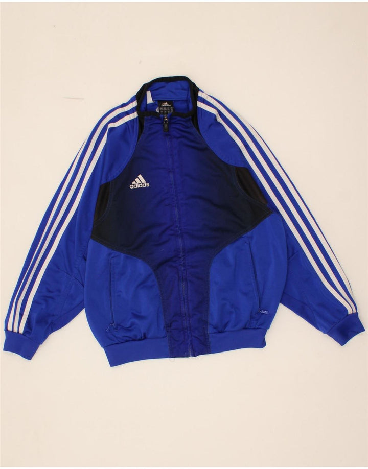 ADIDAS Boys Graphic Tracksuit Top Jacket 11-12 Years Blue Colourblock Vintage Adidas and Second-Hand Adidas from Messina Hembry 