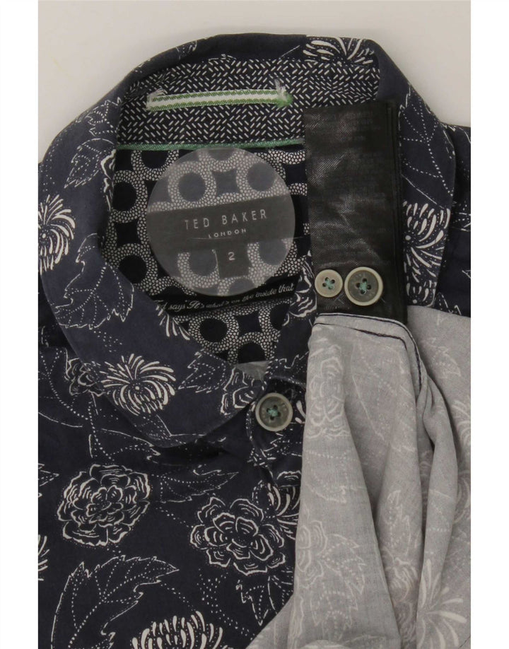 Ted Baker Camicia a maniche corte da uomo taglia 2 piccola in cotone floreale blu navy