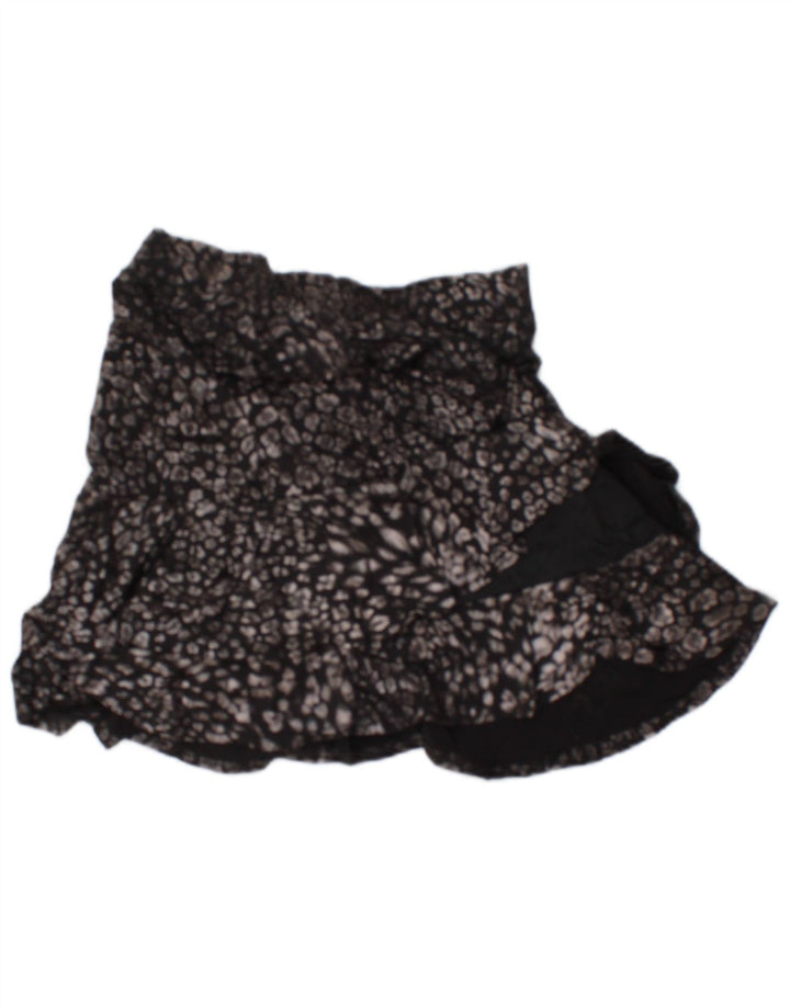 Mini gonna asimmetrica da donna OASIS piccola W27 nera con stampa animalier