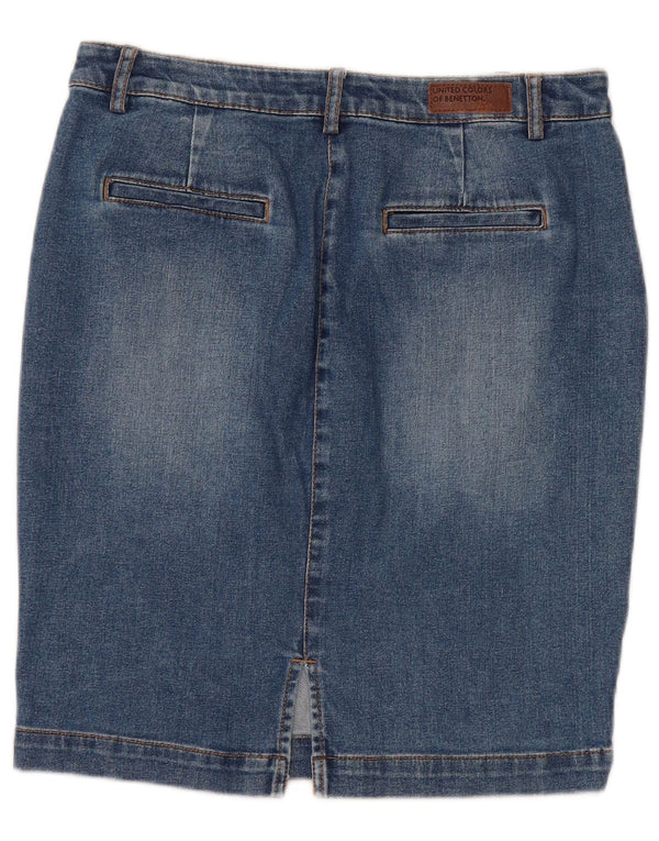Gonna in denim da donna BENETTON W30 blu medio