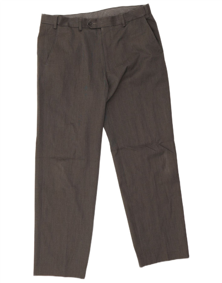 Pantaloni da abito regolari dritti da uomo Marks & Spencer W34 L29 poliestere grigio