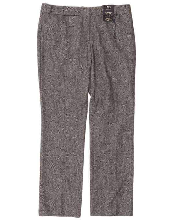MARKS & SPENCER Pantaloni casual da donna UK 14 Large W34 L30 Grigio