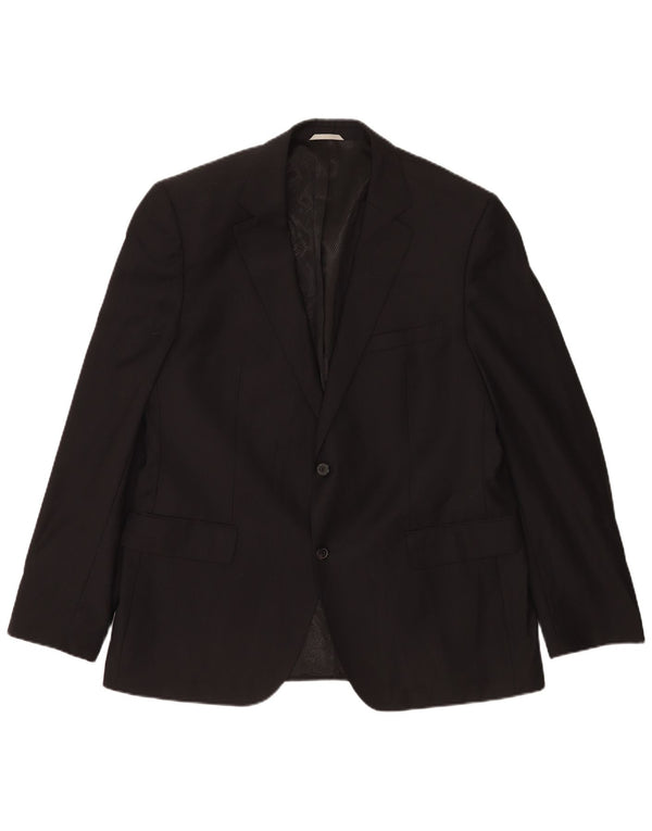 Giacca blazer da uomo a 2 bottoni Hugo Boss EU 56 3XL Lana vergine gessata nera