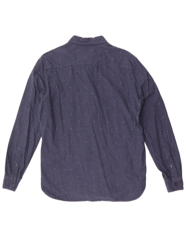 Crew Clothing Camicia slim fit da uomo in cotone maculato medio blu navy
