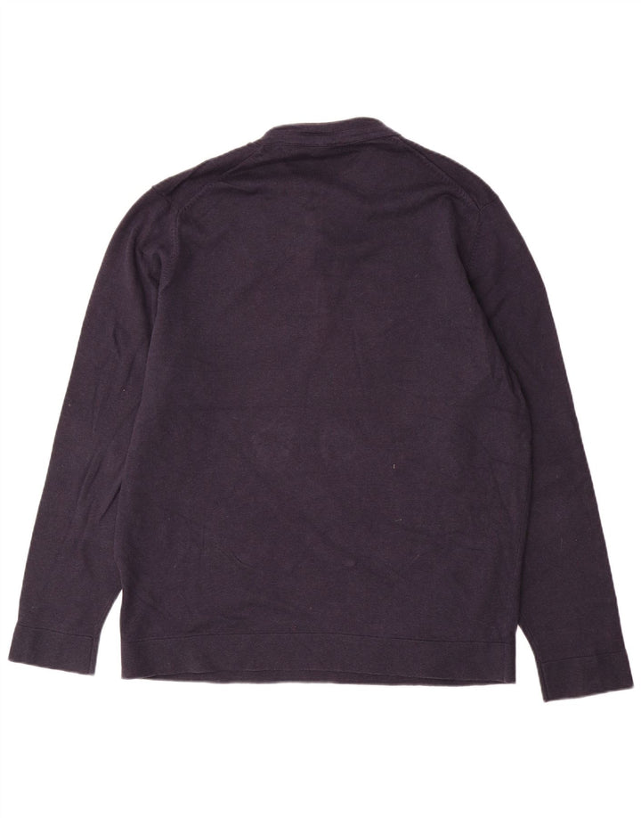Massimo Dutti Maglione da uomo con collo a bottoni XL in cotone blu navy