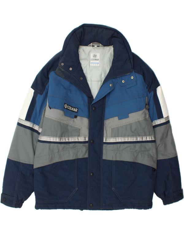 COLMAR Mens Loose Fit Windbreaker Jacket IT 46 Small Navy Blue Colourblock