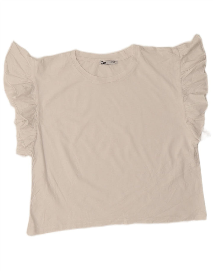 T-shirt corta oversize da donna Zara UK 10 piccola bianca