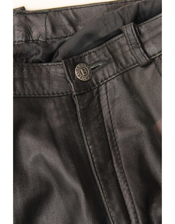 Pantaloni dritti in pelle da donna Barone W30 L33 Neri