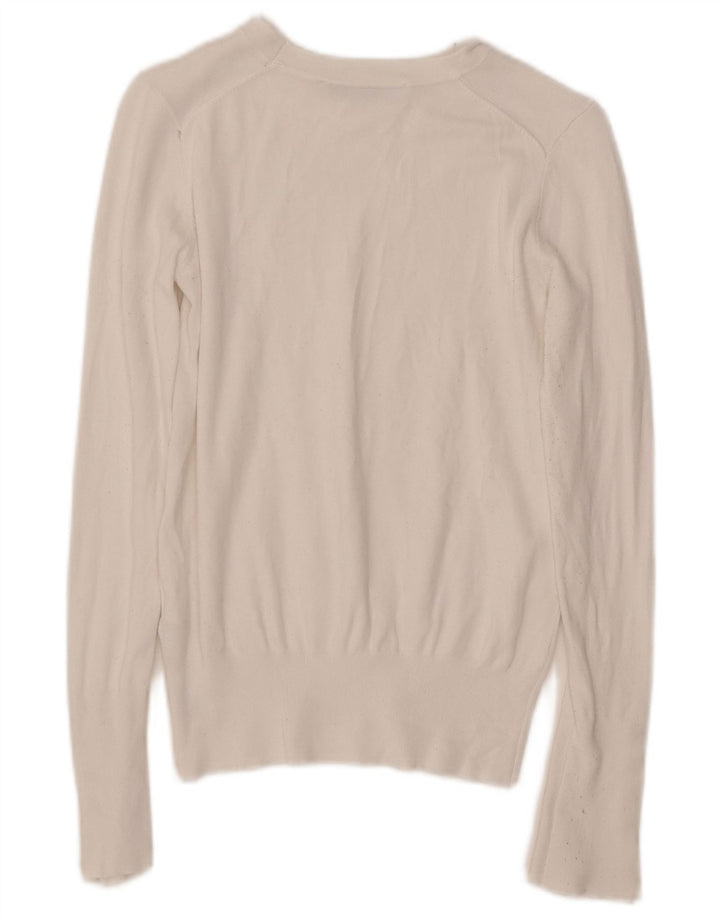 Maglione ZARA da donna con scollo a barca UK 10 piccolo in viscosa bianca