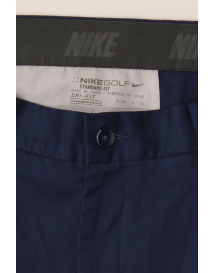 NIKE Pantaloni casual da uomo Dri Fit vestibilità standard W34 L34 poliestere blu navy