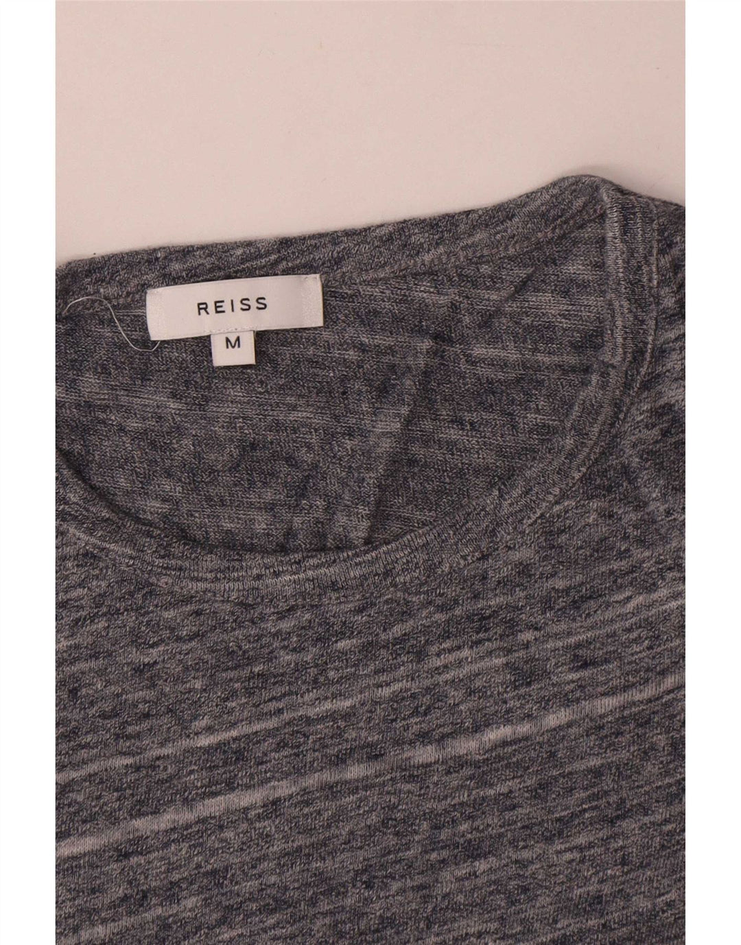 T-shirt da uomo Reiss Top in cotone a righe grigio medio