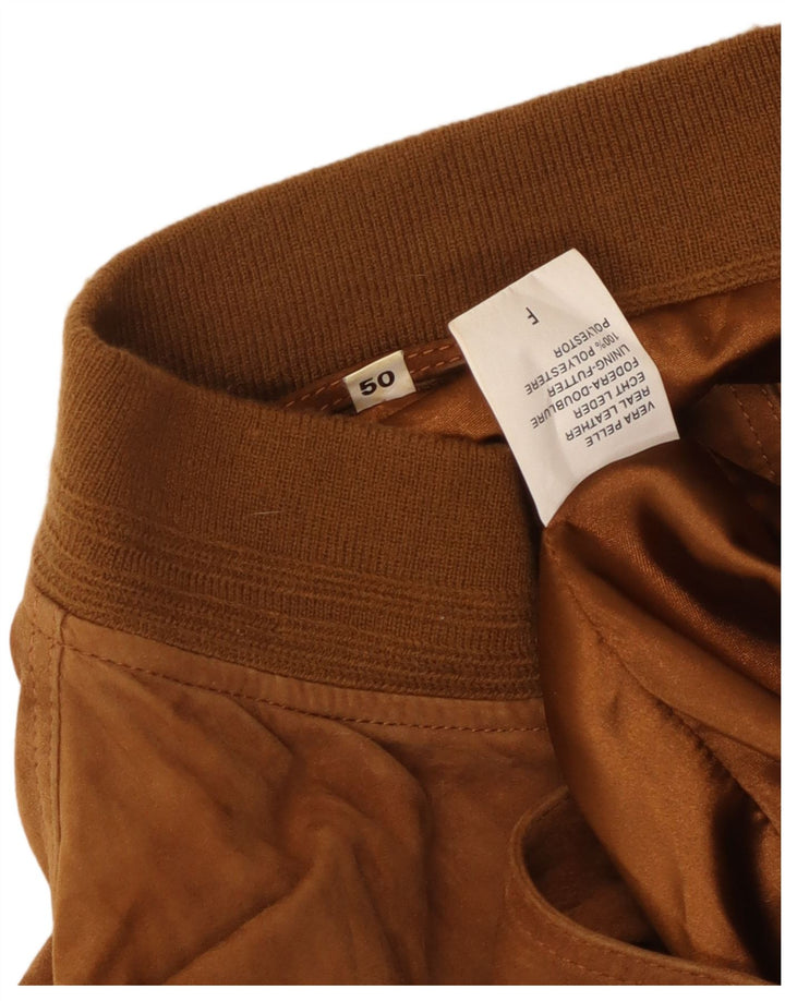 Giacca vintage in pelle scamosciata da uomo IT 50 grande in pelle marrone