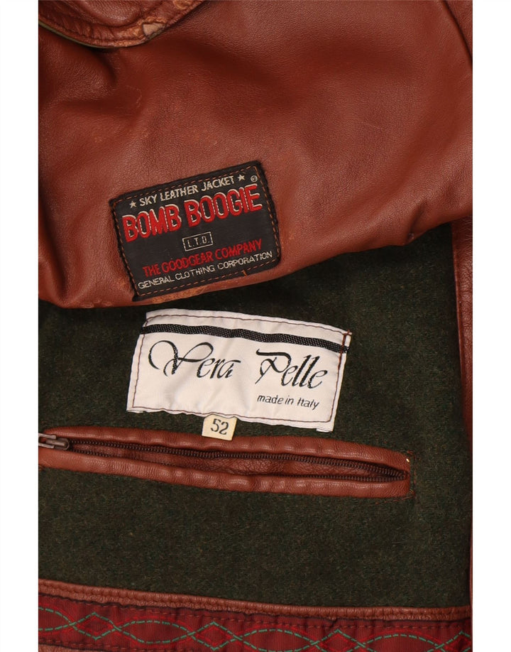 Bomb Boogie Giacca in pelle da uomo con cappuccio IT 52 XL Pelle marrone