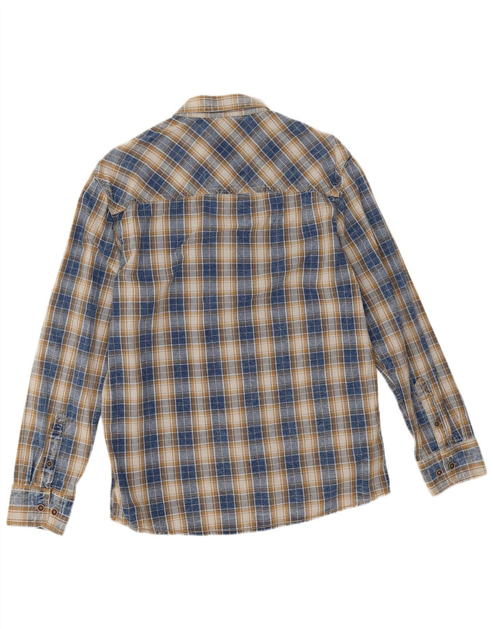 Camicia da uomo dalla vestibilità regolare Tom Tompson in cotone a quadri blu navy medio