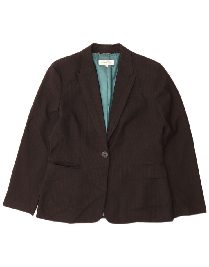 Giacca blazer da donna Calvin Klein UK 10 Small Black Check Poliestere