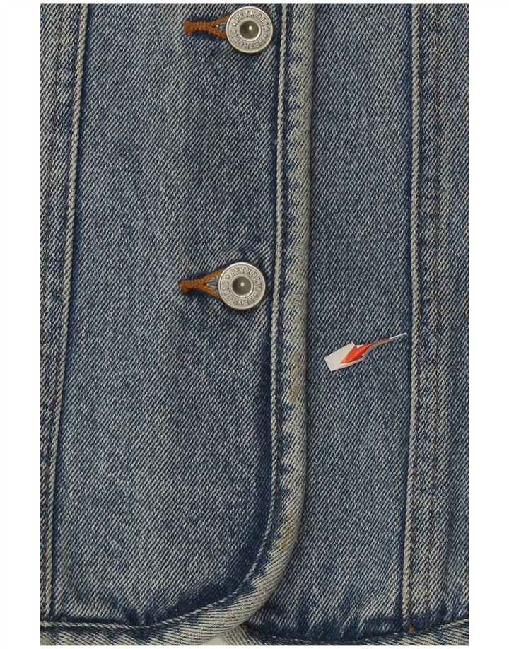 Gilet in denim vintage da donna UK 12 in cotone blu medio