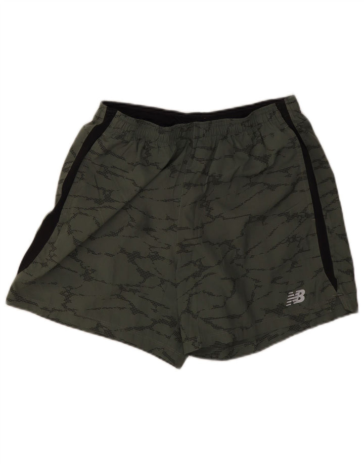 Pantaloncini sportivi da uomo New Balance medio poliestere mimetico kaki
