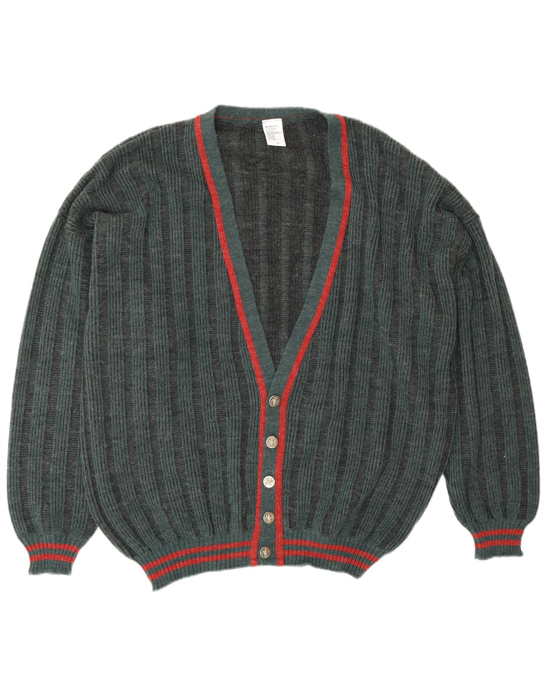 Maglione cardigan da uomo VINTAGE IT 58 3XL Poliacrilico a righe verdi