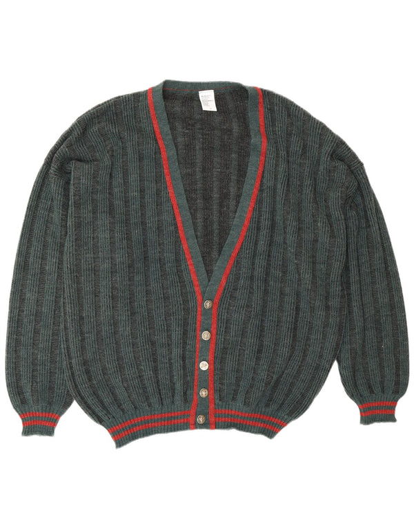 Maglione cardigan da uomo VINTAGE IT 58 3XL Poliacrilico a righe verdi