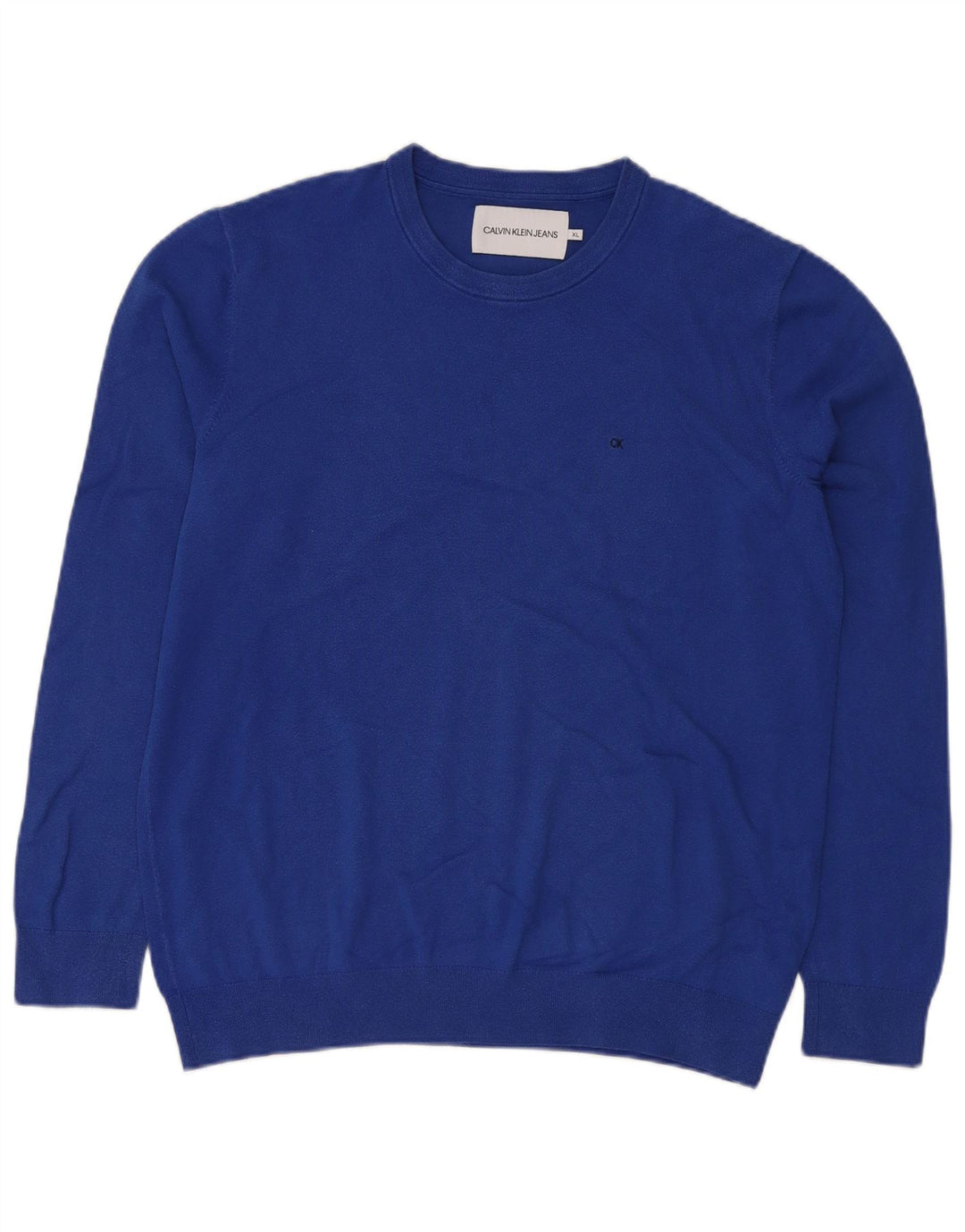 CALVIN KLEIN JEANS Maglione maglione girocollo da uomo XL cotone blu
