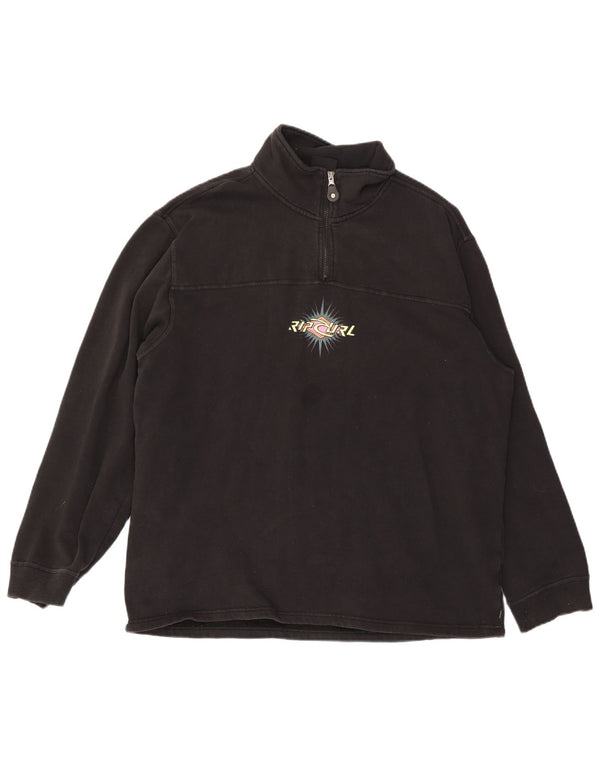 RIP CURL Felpa da uomo con collo con zip grafica Maglione grande cotone nero