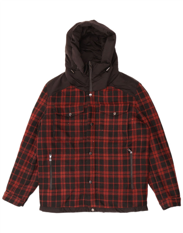 Giacca utility con cappuccio Zara da uomo UK 40 grande poliestere nero a quadri