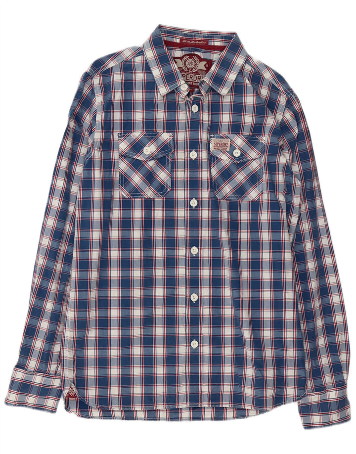 Camicia da uomo Superdry in cotone a quadri grandi blu