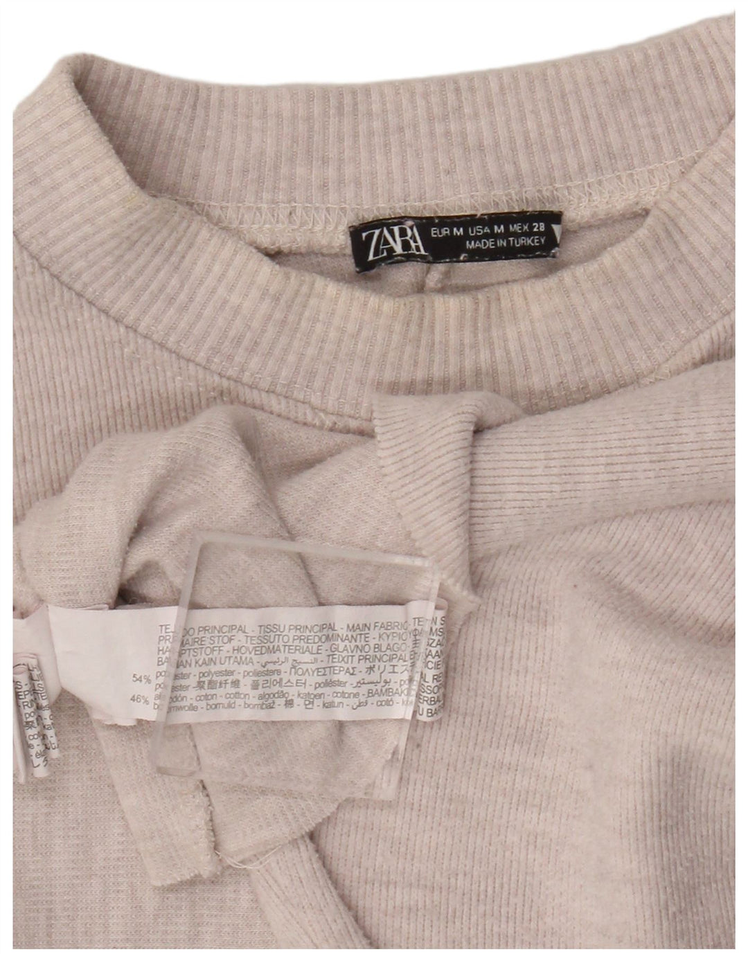 Top corto da donna Zara a maniche lunghe UK 14 Poliestere beige medio