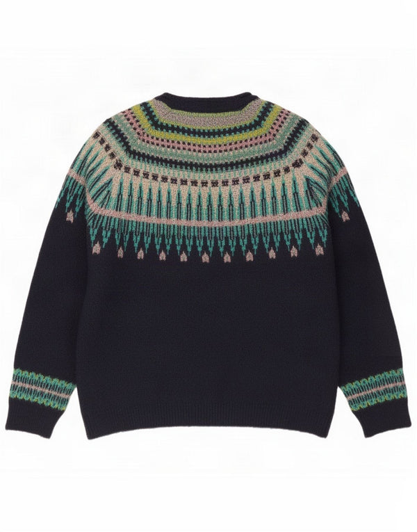 Weird Fish Maglione da donna con scollo a barchetta UK 12 Medio Blu navy Fair Isle