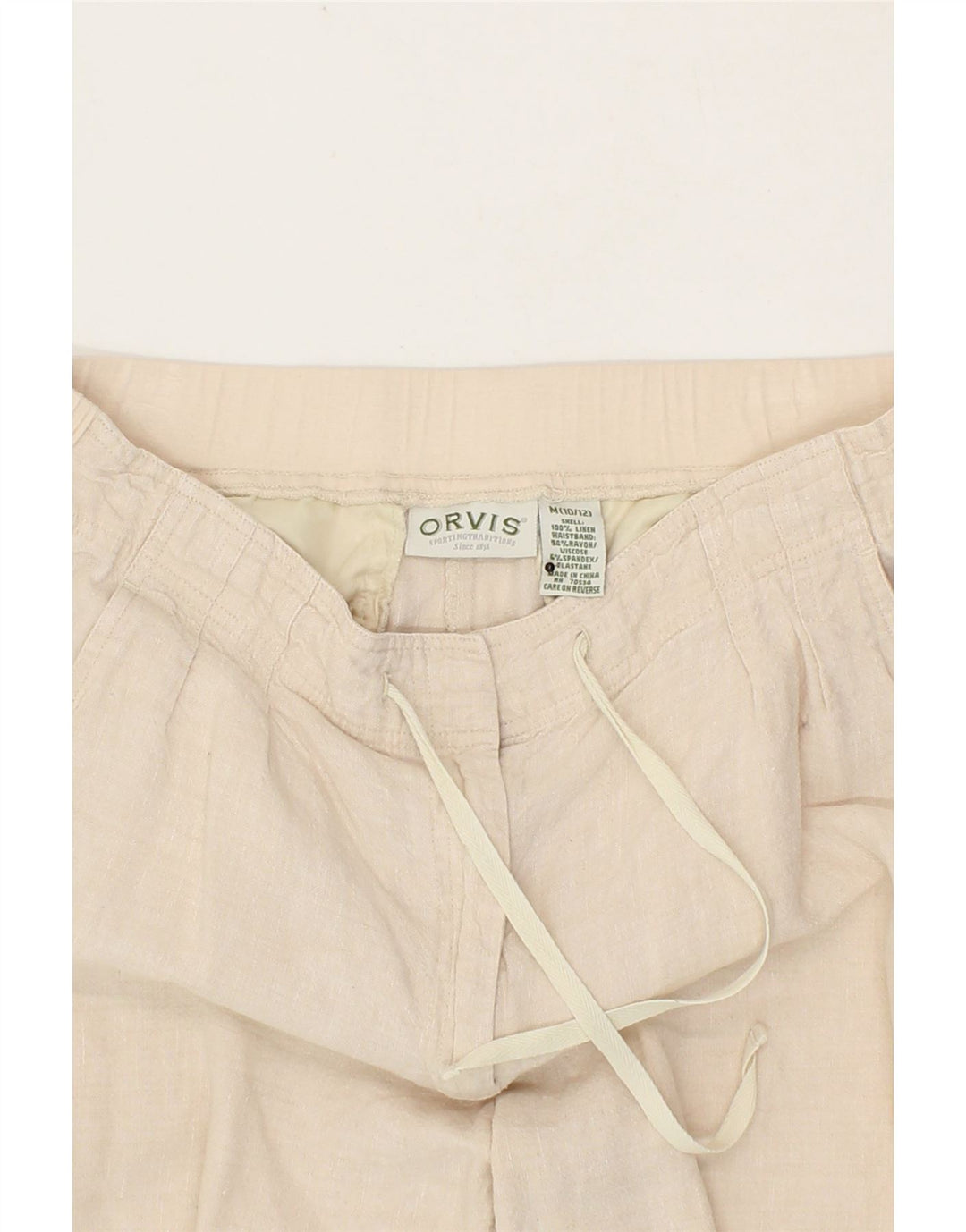 ORVIS Womens Chino Shorts US 10 Medium W28  Beige Linen Vintage Orvis and Second-Hand Orvis from Messina Hembry 