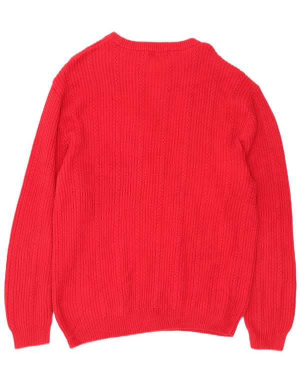 Chaps Uomo Maglione Girocollo Maglione Grande Cotone Rosso