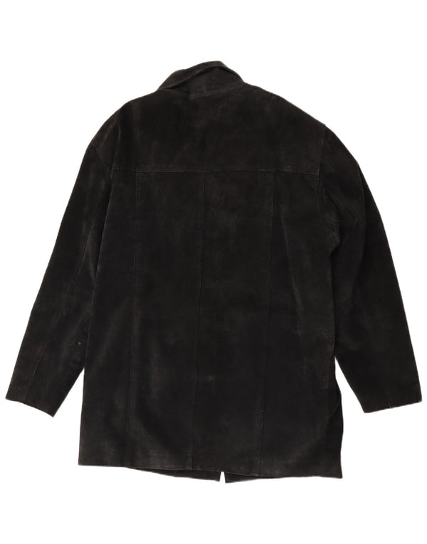 Cappotto giacca a vento in pelle scamosciata da uomo Ben Sherman UK 38 Pelle nera media