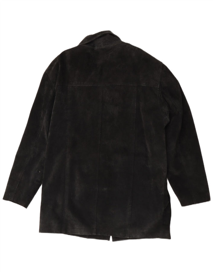 Cappotto giacca a vento in pelle scamosciata da uomo Ben Sherman UK 38 Pelle nera media