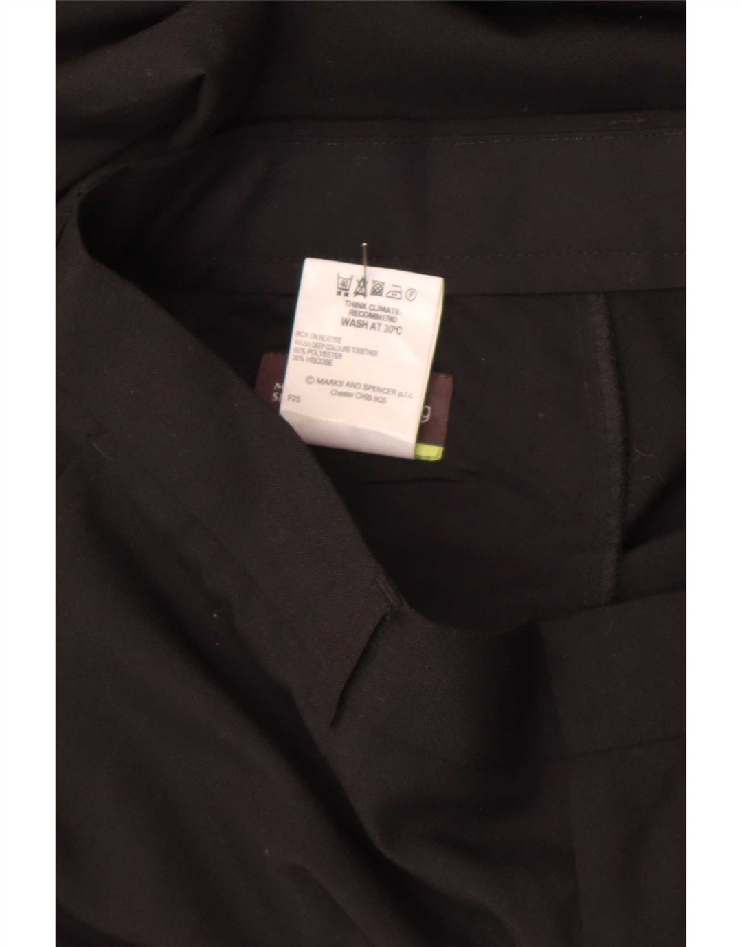 Pantaloni chino dritti da uomo Marks & Spencer W34 L29 poliestere nero