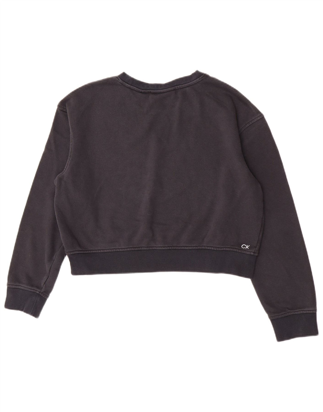 Calvin Klein Donna Graphic Crop Felpa Maglione UK 14 Medio Blu Navy