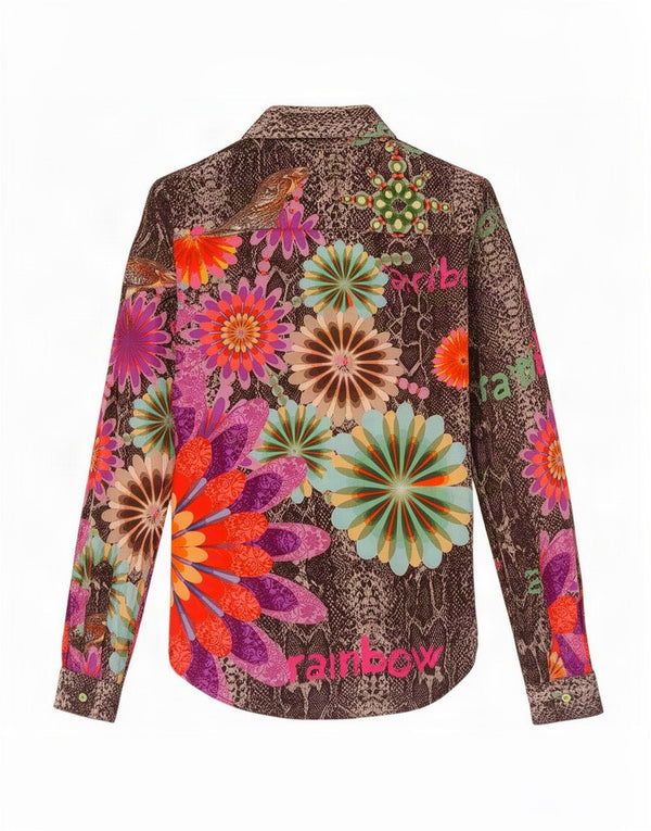 Camicia grafica da donna Desigual UK 6 XS multicolore floreale
