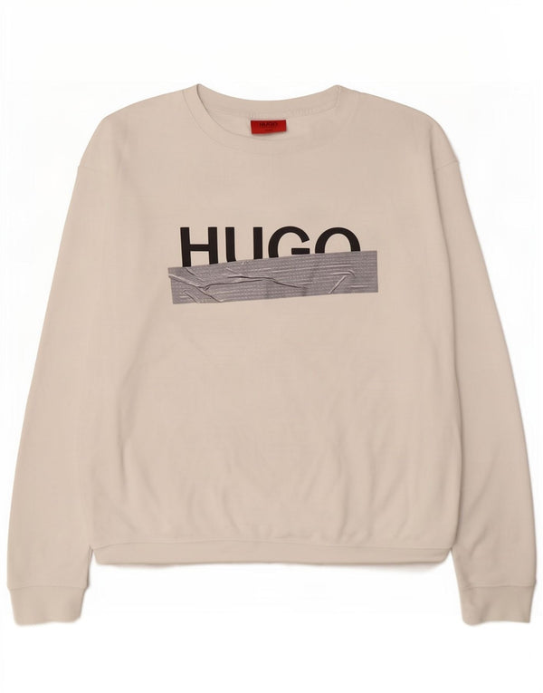 Hugo Boss Mens Graphic Sweatshirt Jumper XL White Cotton