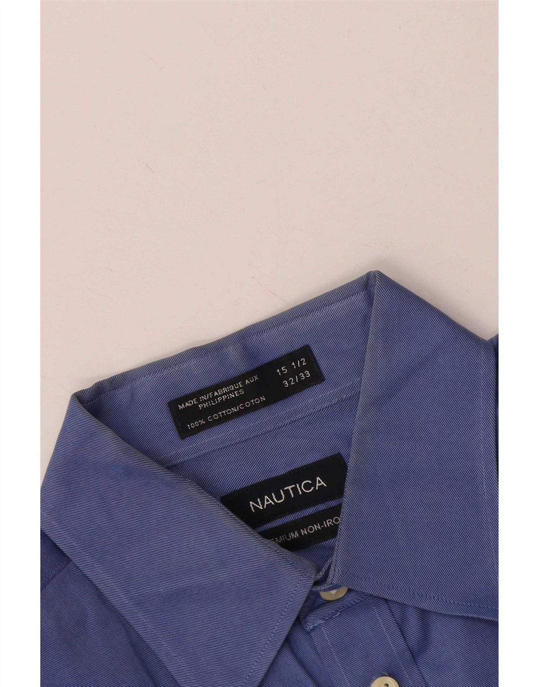 Camicia da uomo Nautica taglia 15 1/2 cotone blu medio