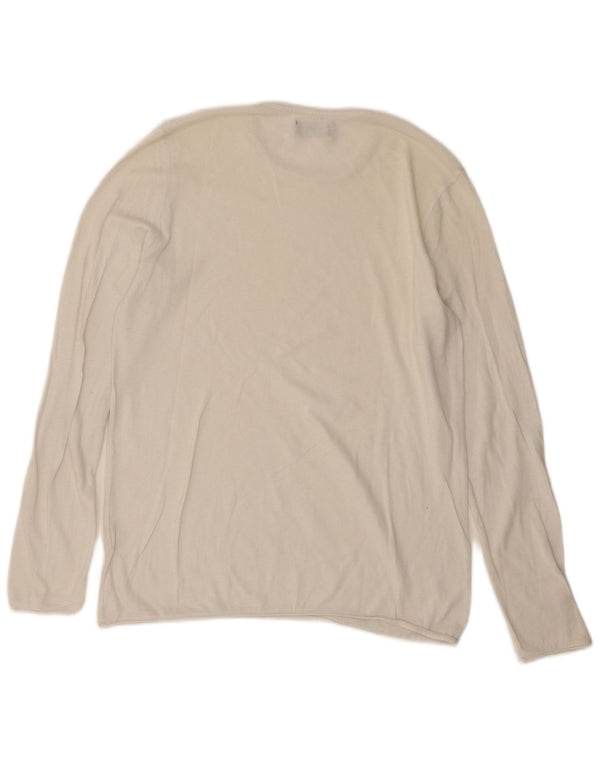 Top Zara da uomo a maniche lunghe in cotone bianco medio