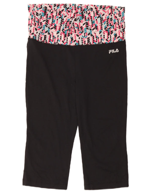 Leggings Capri da donna Fila UK 16 Grande poliestere geometrico nero