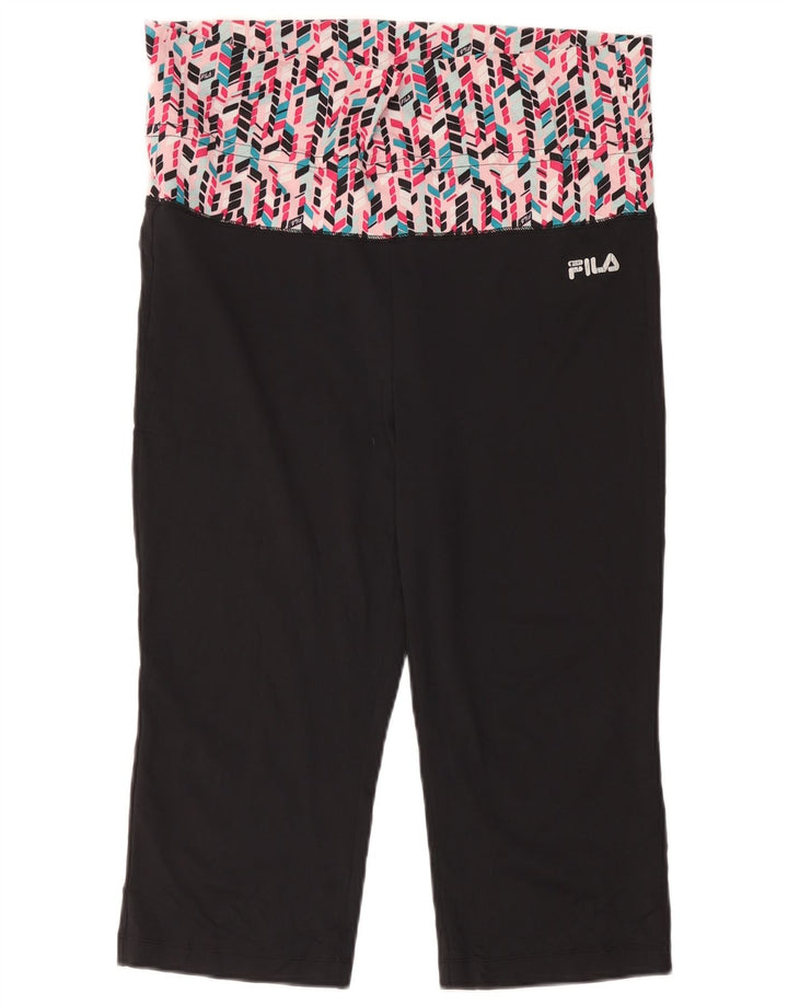 Leggings Capri da donna Fila UK 16 Grande poliestere geometrico nero