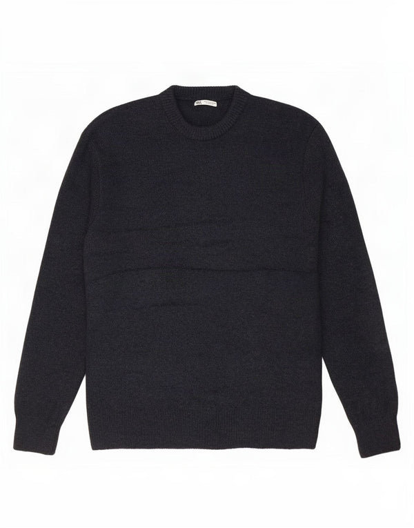 Maglione maglione girocollo da uomo Zara grande in acrilico blu navy